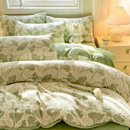 Jacquard Ginkgo Leaf Soft Bedding Set(4PCS)