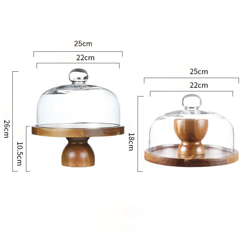 Wooden Transparent Stand Tray Dessert Plate