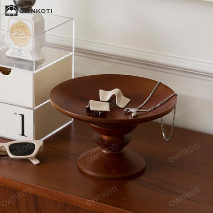 Wood Pedestal Stand Serving Tray