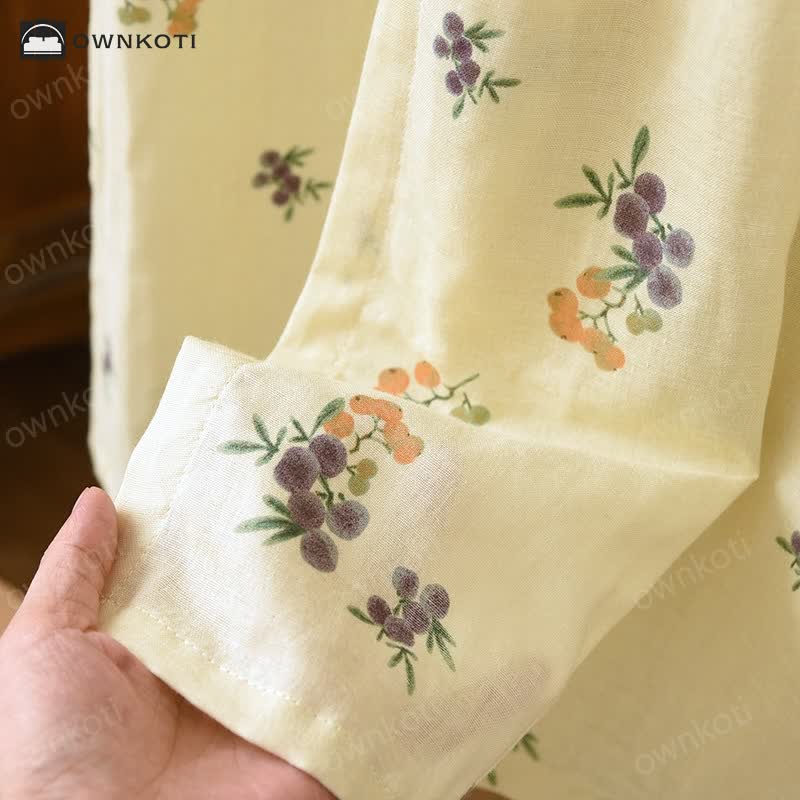 V-neck Cotton Floral Loquat Nightgown