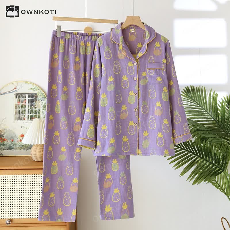 Jacquard Pineapple Pure Cotton Pajama Set