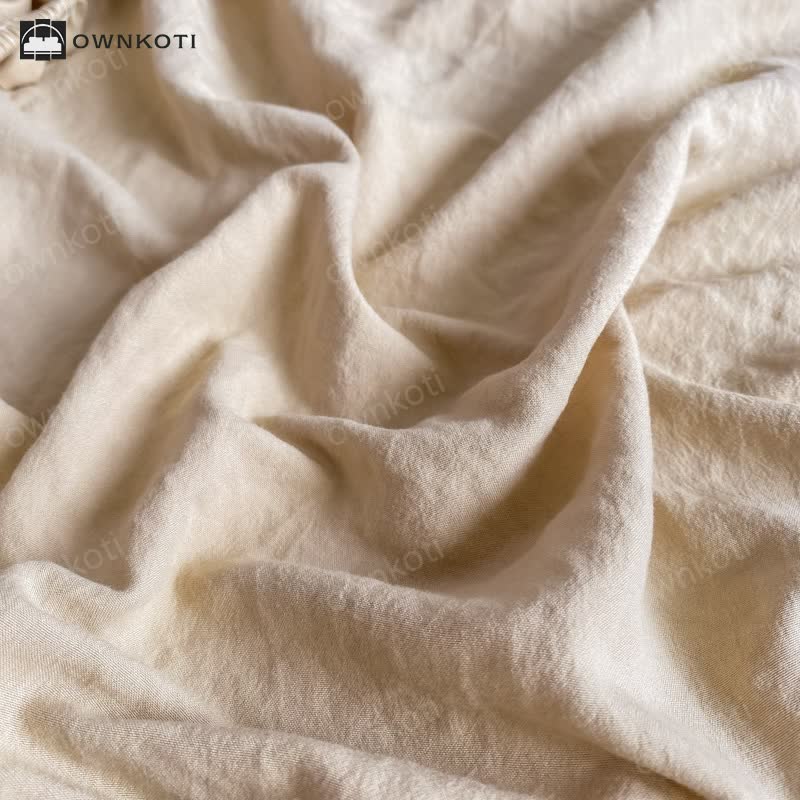 Solid Color Washed Cotton Fitted Sheet