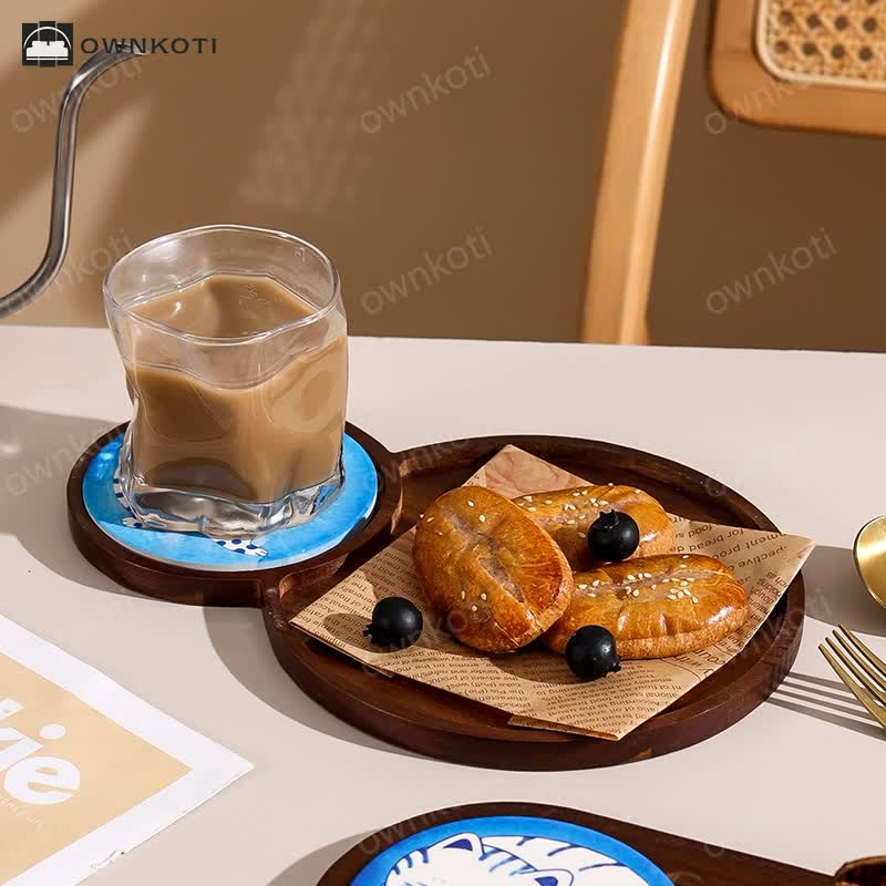 Cute Cat Wooden Breakfast Snack Tray