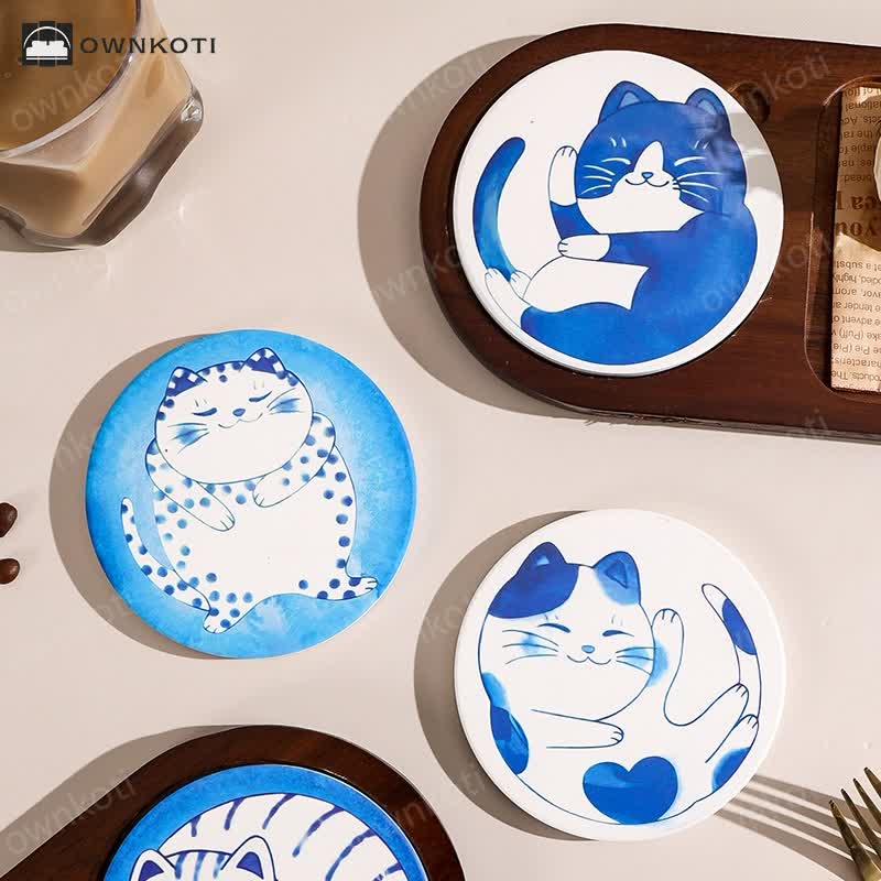 Cute Cat Wooden Breakfast Snack Tray