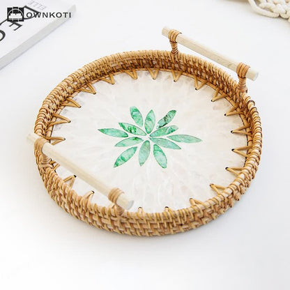 Rattan Woven Tray Snack Storage Basket