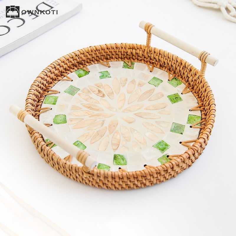 Rattan Woven Tray Snack Storage Basket