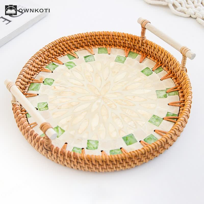 Rattan Woven Tray Snack Storage Basket