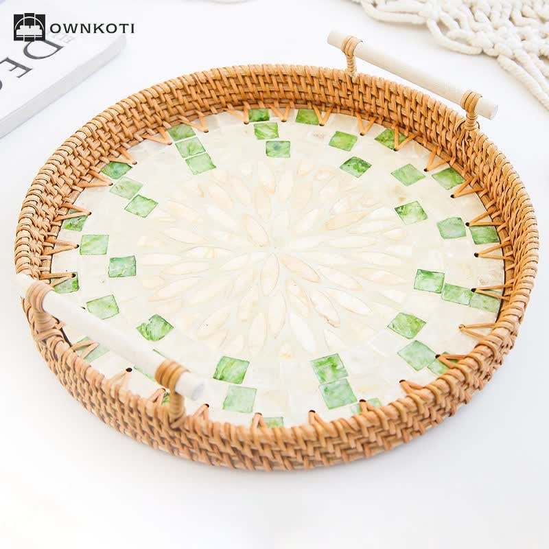 Rattan Woven Tray Snack Storage Basket