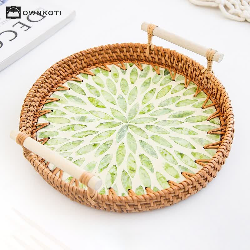 Rattan Woven Tray Snack Storage Basket