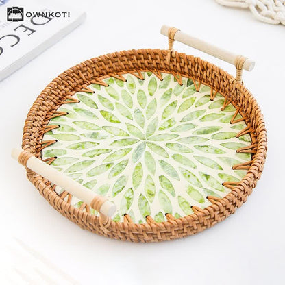 Rattan Woven Tray Snack Storage Basket