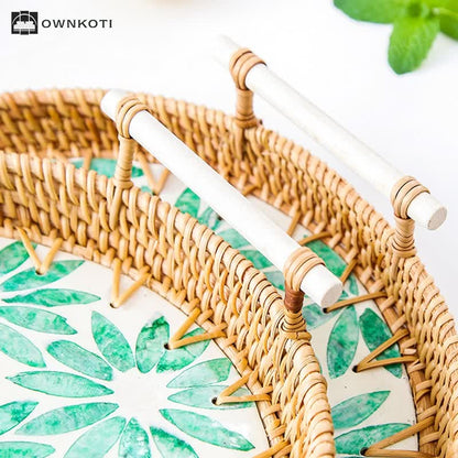 Rattan Woven Tray Snack Storage Basket