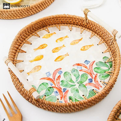 Rattan Woven Tray Snack Storage Basket