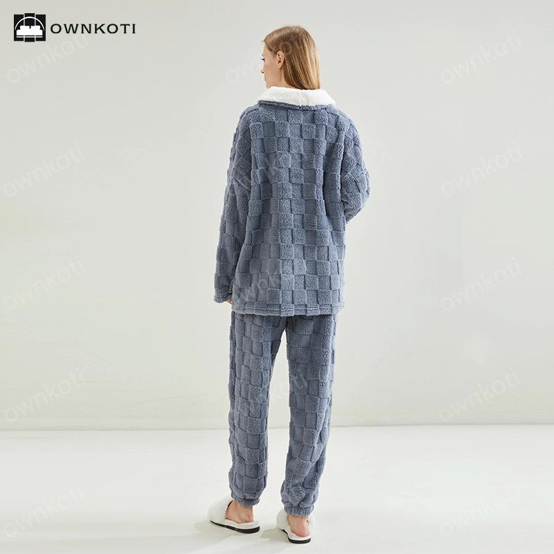 Jacquard Checkerboard Fleece Pajama Set