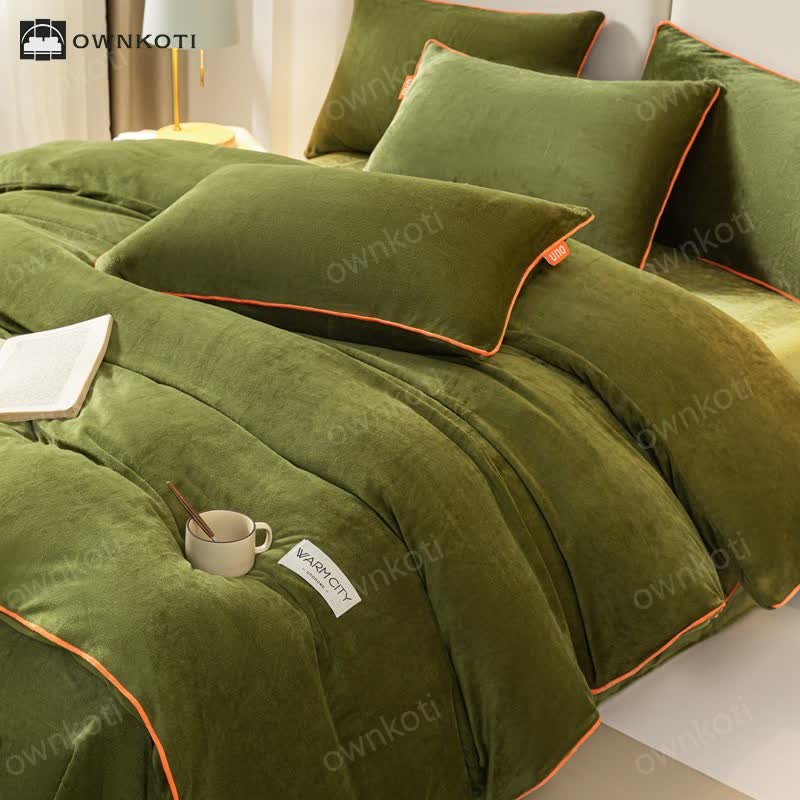 Solid Color Warm Duvet Cover Comforter Set