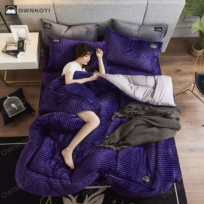 Double-sided Fleece Throw Blanket with Comforter