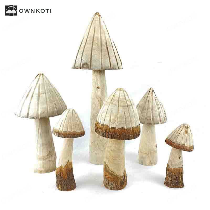 Mushroom Shape Wooden Home Decor Ornaments(3PCS)