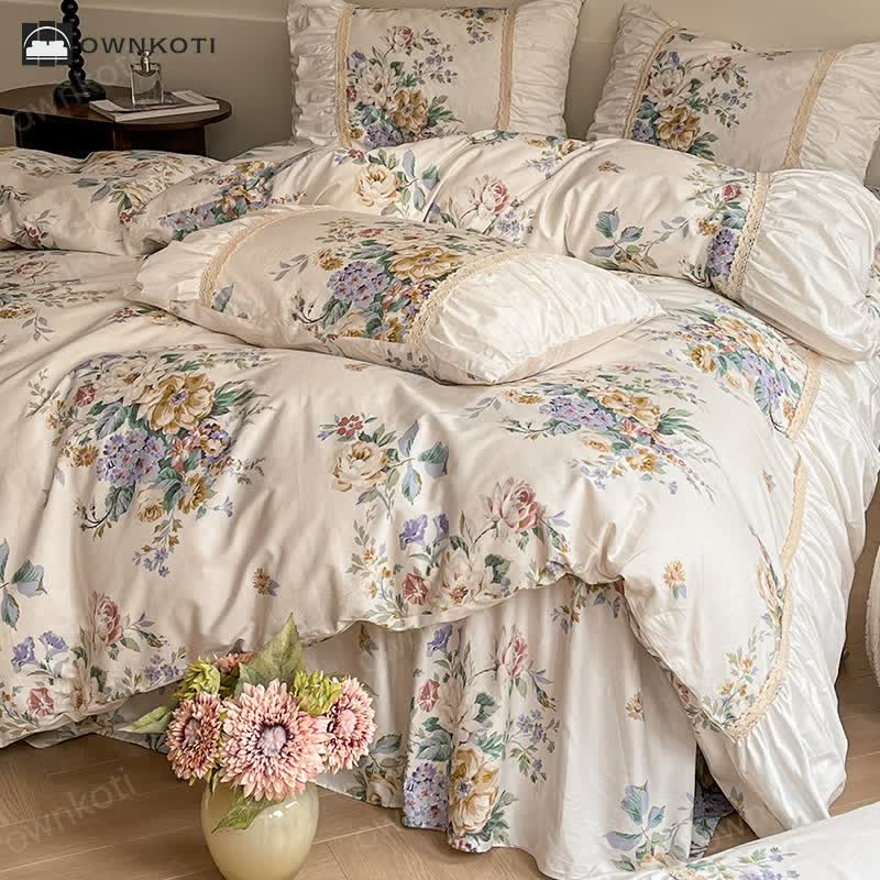 Luxuruious Floral Pure Cotton Bedding Set (4PCS)