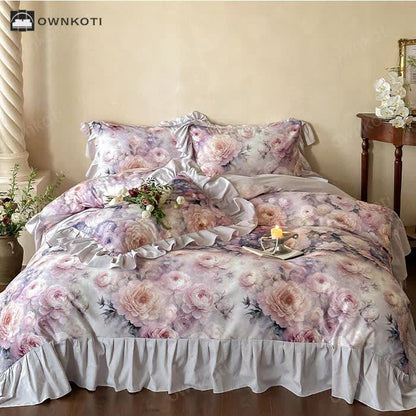 Romantic Countryside Rose Cotton Bedding Set (4PCS)