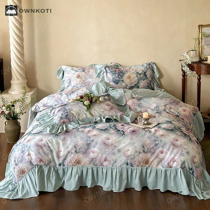 Romantic Countryside Rose Cotton Bedding Set (4PCS)