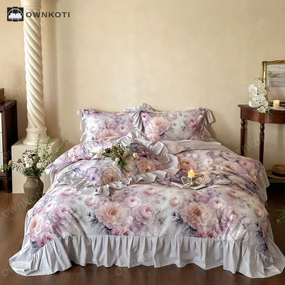 Romantic Countryside Rose Cotton Bedding Set (4PCS)