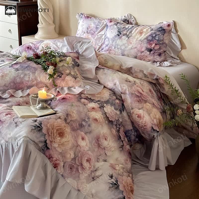 Romantic Countryside Rose Cotton Bedding Set (4PCS)