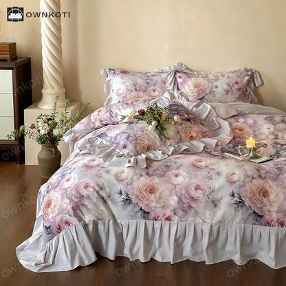 Romantic Countryside Rose Cotton Bedding Set (4PCS)