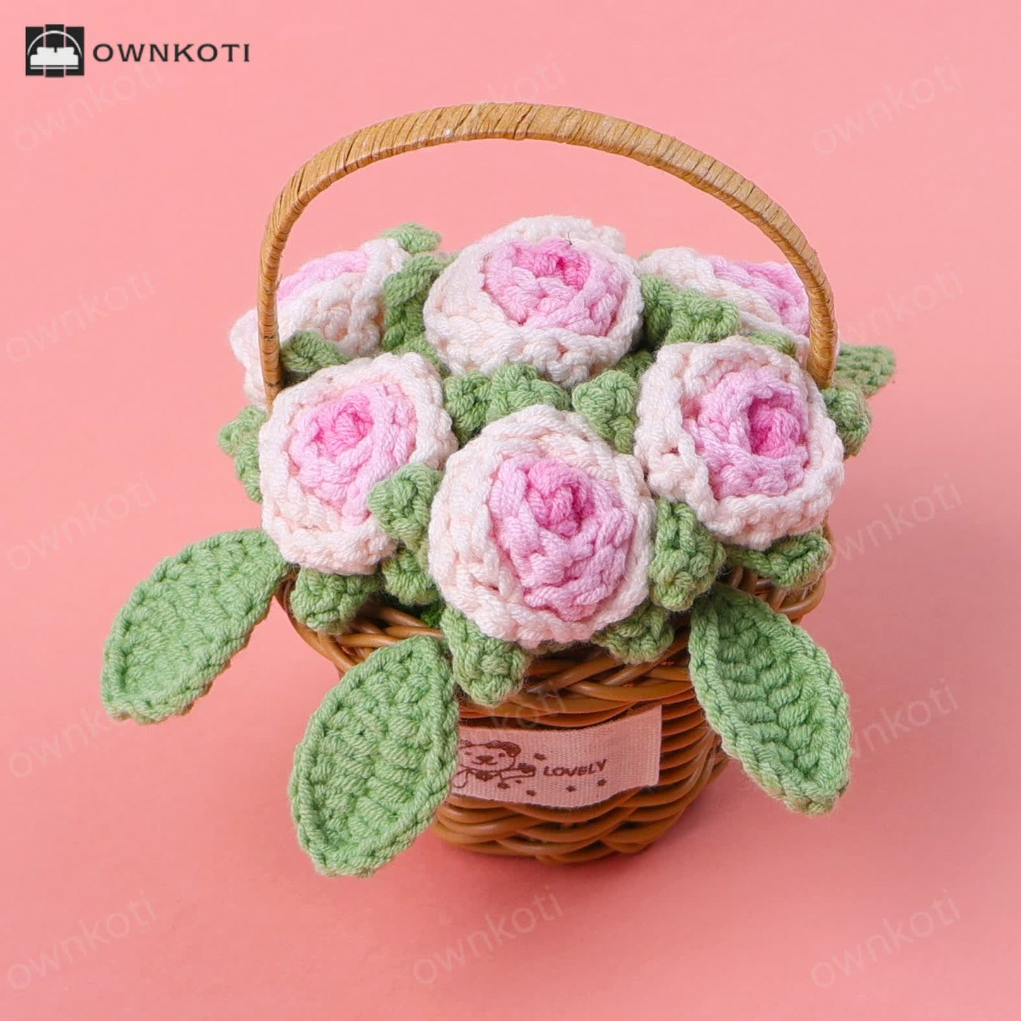 Woven Rose Flower Basket Ornament