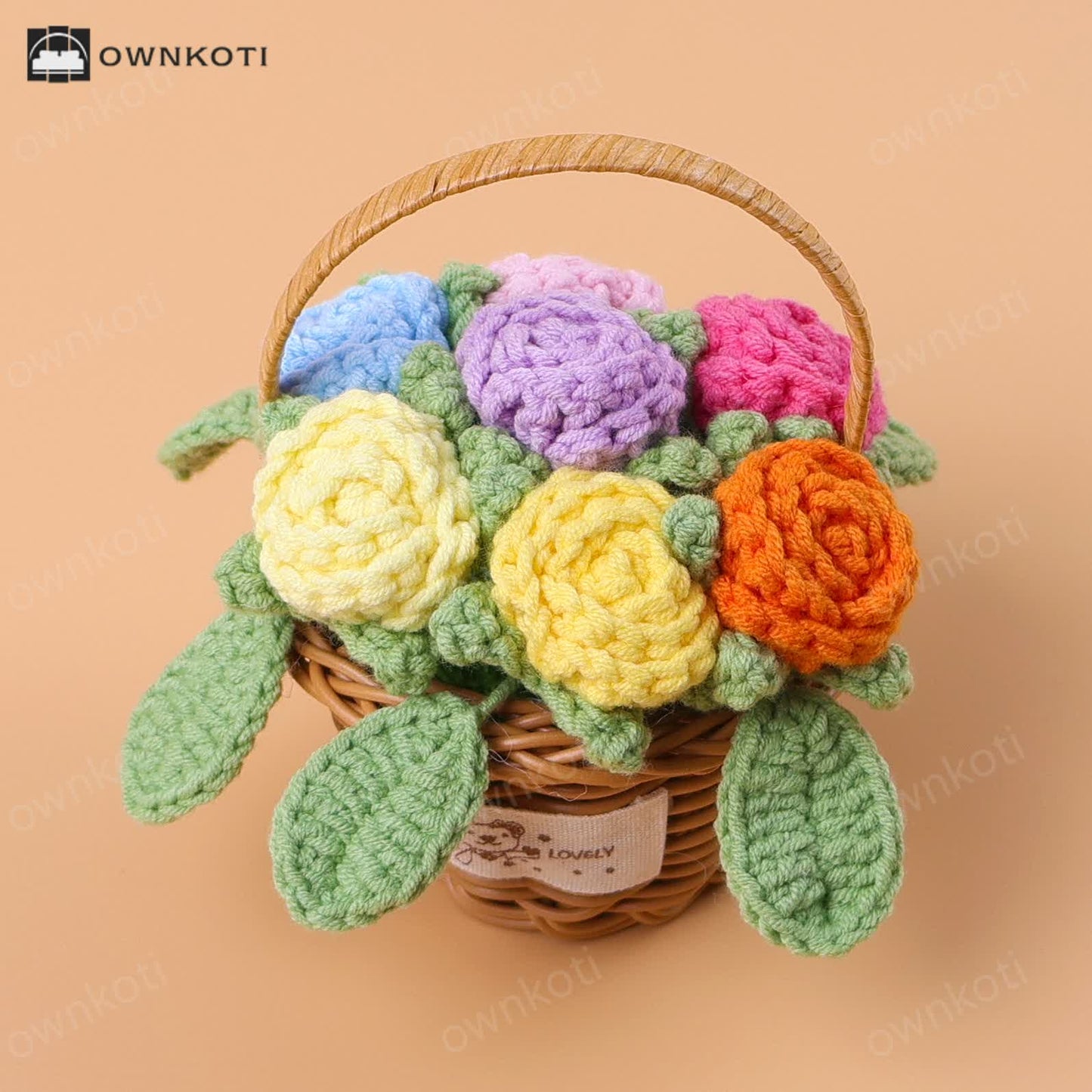 Woven Rose Flower Basket Ornament