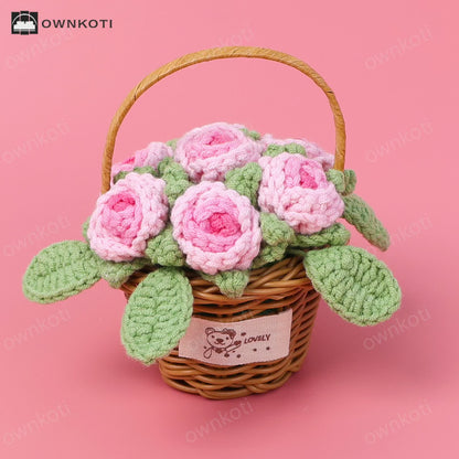 Woven Rose Flower Basket Ornament