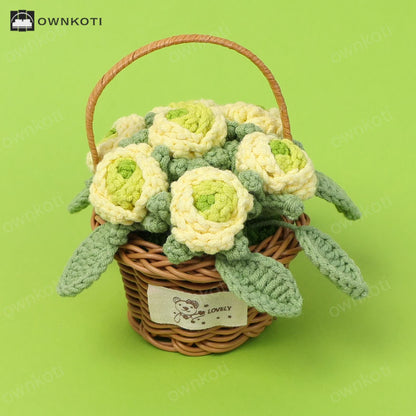 Woven Rose Flower Basket Ornament