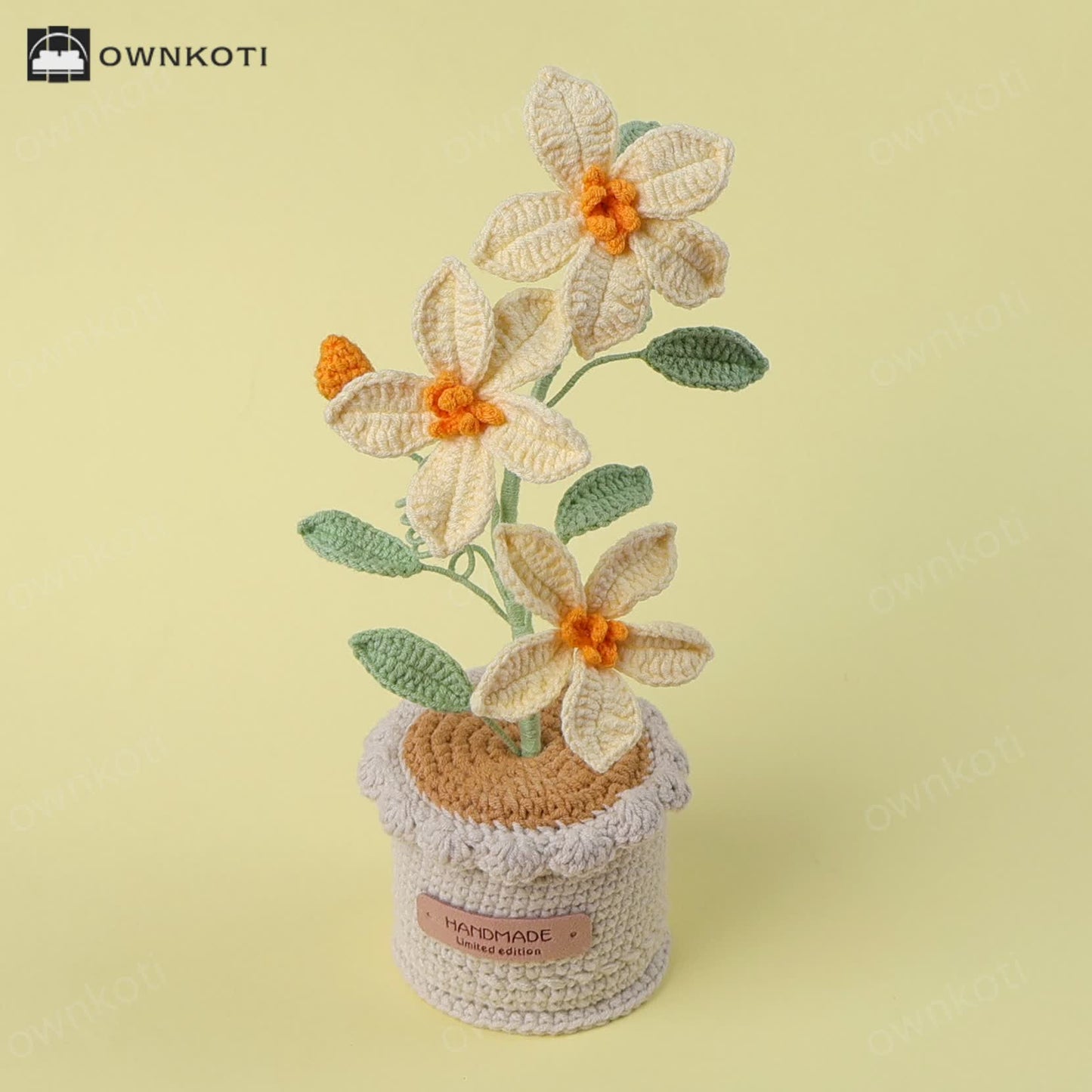 Woven Floral Clematis Potted Ornament