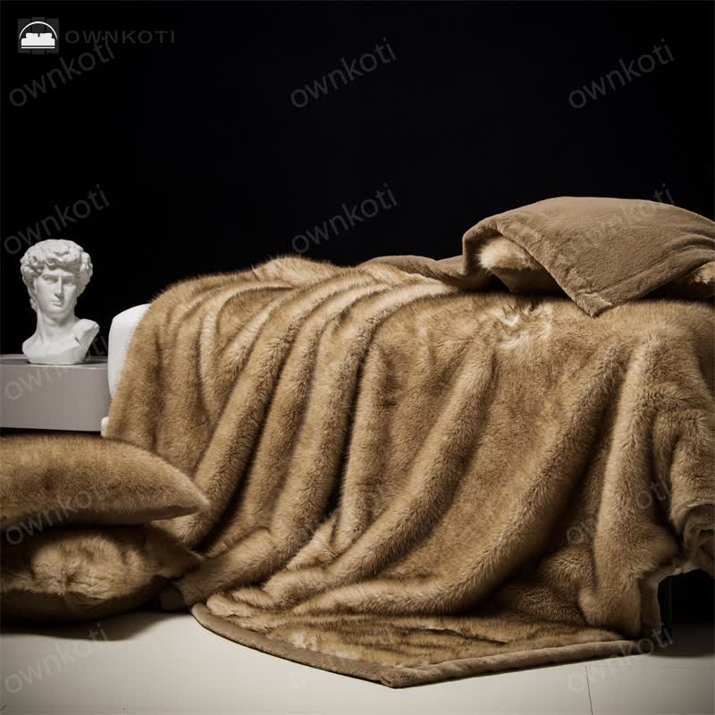 Double Layer Faux Fur Winter Throw Blanket