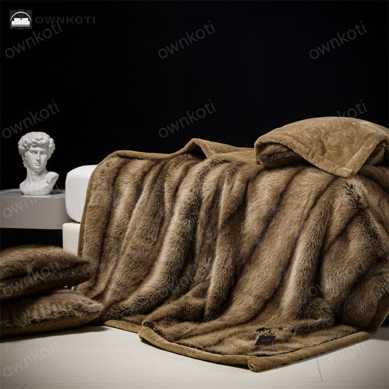 Double Layer Faux Fur Winter Throw Blanket