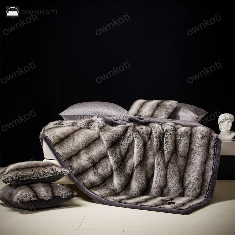 Double Layer Faux Fur Winter Throw Blanket