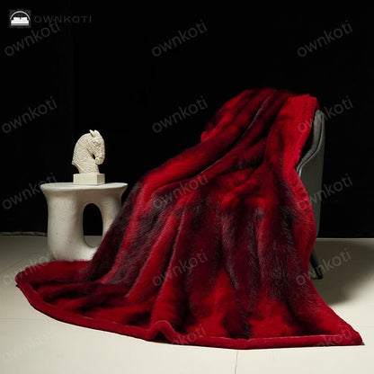 Faux Fur Gradient Warm Throw Blanket