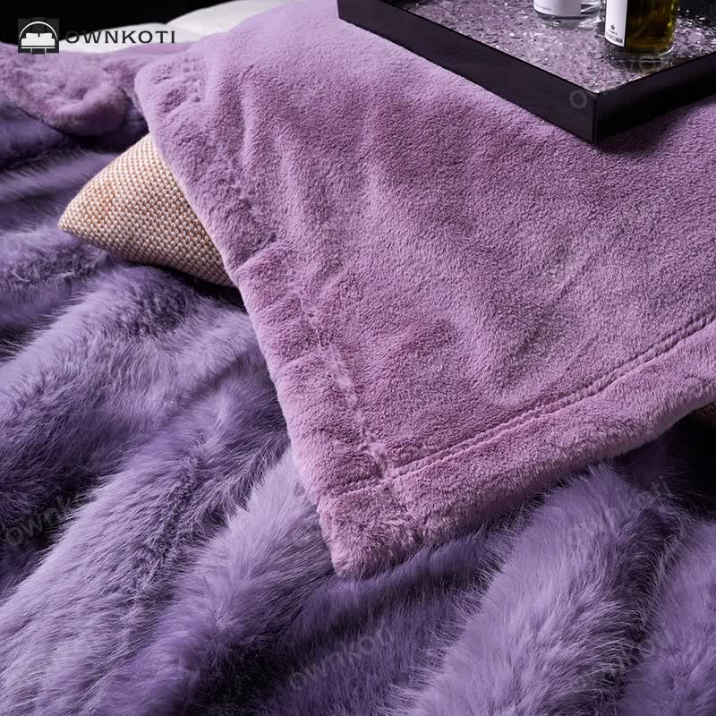 Faux Fur Gradient Warm Throw Blanket