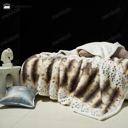 Luxurious Leopard Print Faux Fur Throw Blanket