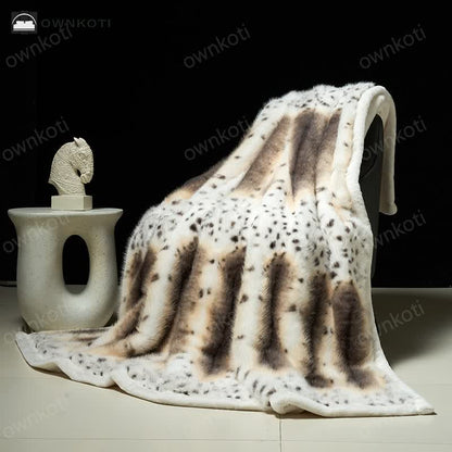 Luxurious Leopard Print Faux Fur Throw Blanket