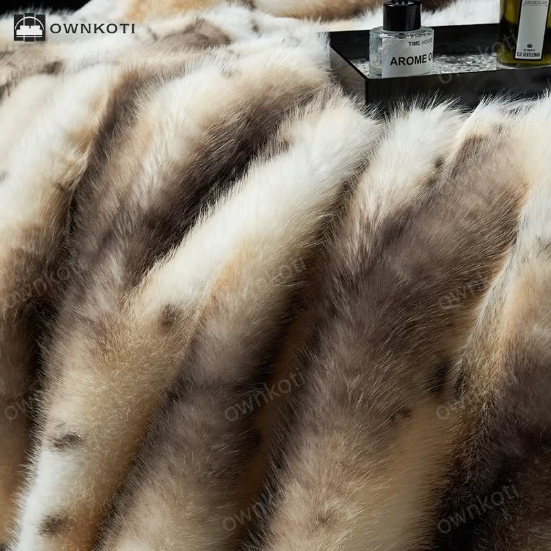 Luxurious Leopard Print Faux Fur Throw Blanket