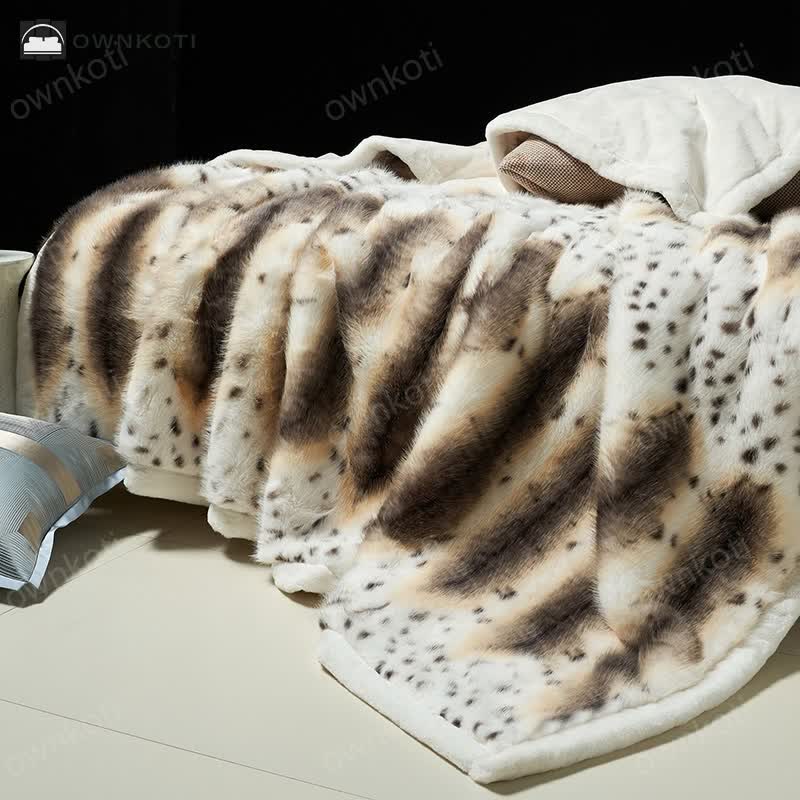 Luxurious Leopard Print Faux Fur Throw Blanket