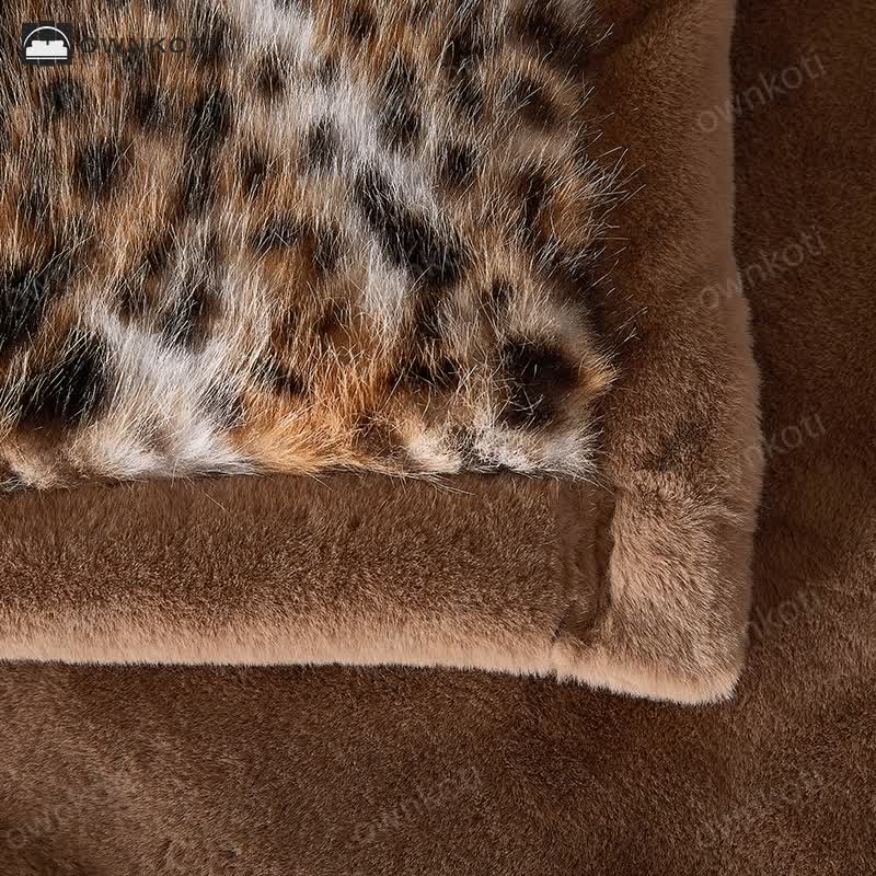 Snow Leopard Faux Fur Throw Blanket