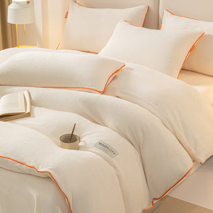 Solid Color Warm Duvet Cover Comforter Set - image 9
