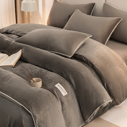 Solid Color Warm Duvet Cover Comforter Set - image 16