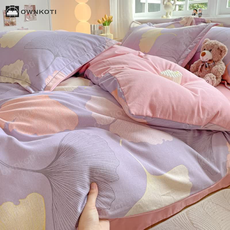 Ginkgo Leaf  Warm Brushed Cotton Bedding Set(4PCS)