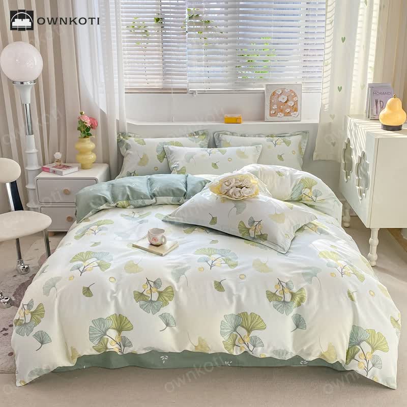 Refresh Ginkgo Leaf Pure Cotton Bedding Set(4PCS)