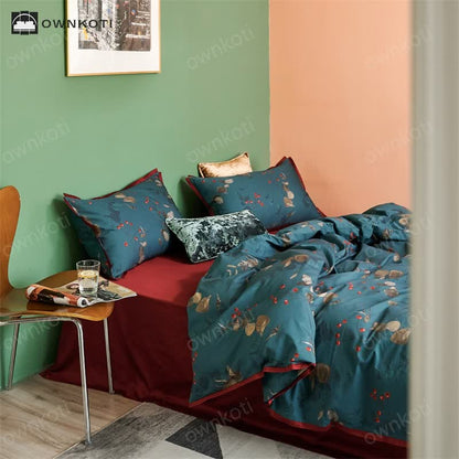 Cotton Retro Literary Style Bedding Set(4PCS)