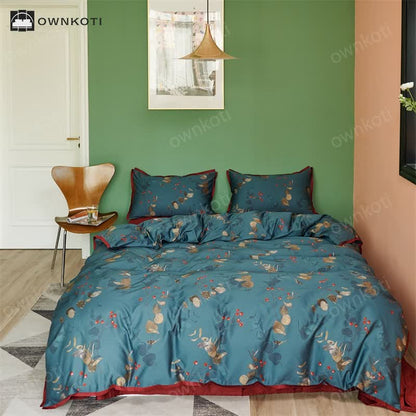 Cotton Retro Literary Style Bedding Set(4PCS)