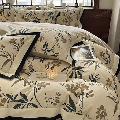 Brushed Cotton Refresh Floral Bedding Set(4PCS)