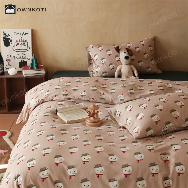 Christmas Snowman Cotton Bedding Set(4PCS)