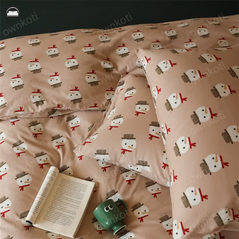 Christmas Snowman Cotton Bedding Set(4PCS)